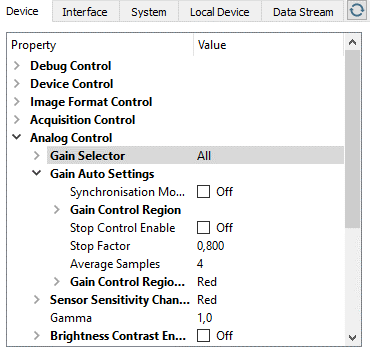 Camera feature panel tree